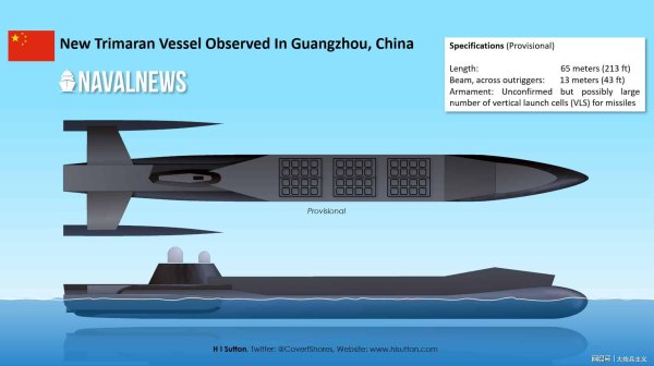 融易富配资 中国船厂新发现，神秘的黑色三体船无人船，或是新型“武库舰”